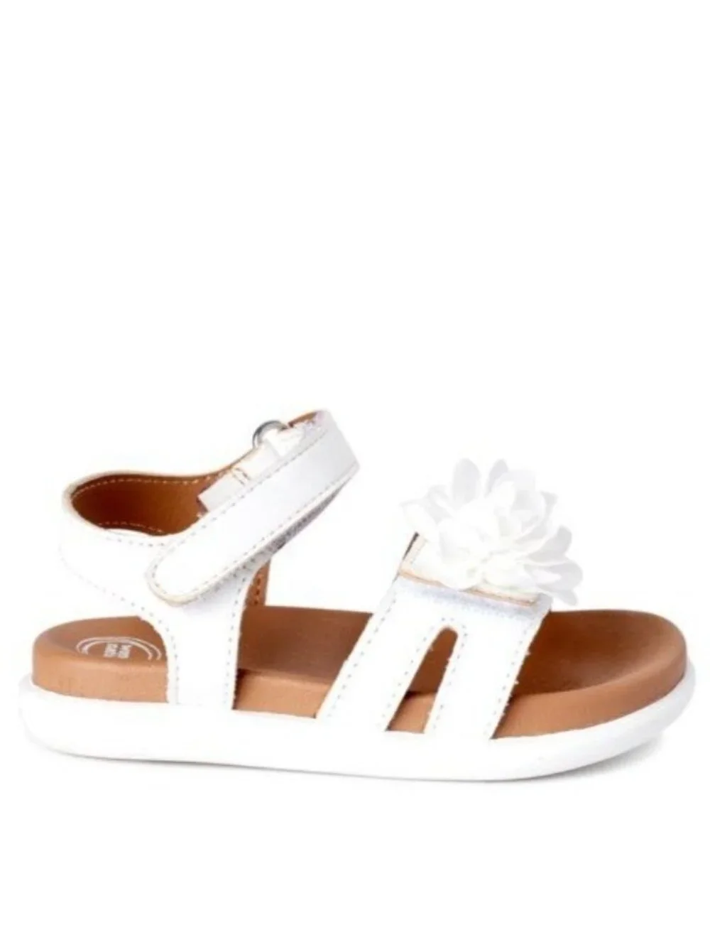 Wonder Nation Infant Size 6 Girls Chiffon Flower Sandals White Dual Closure